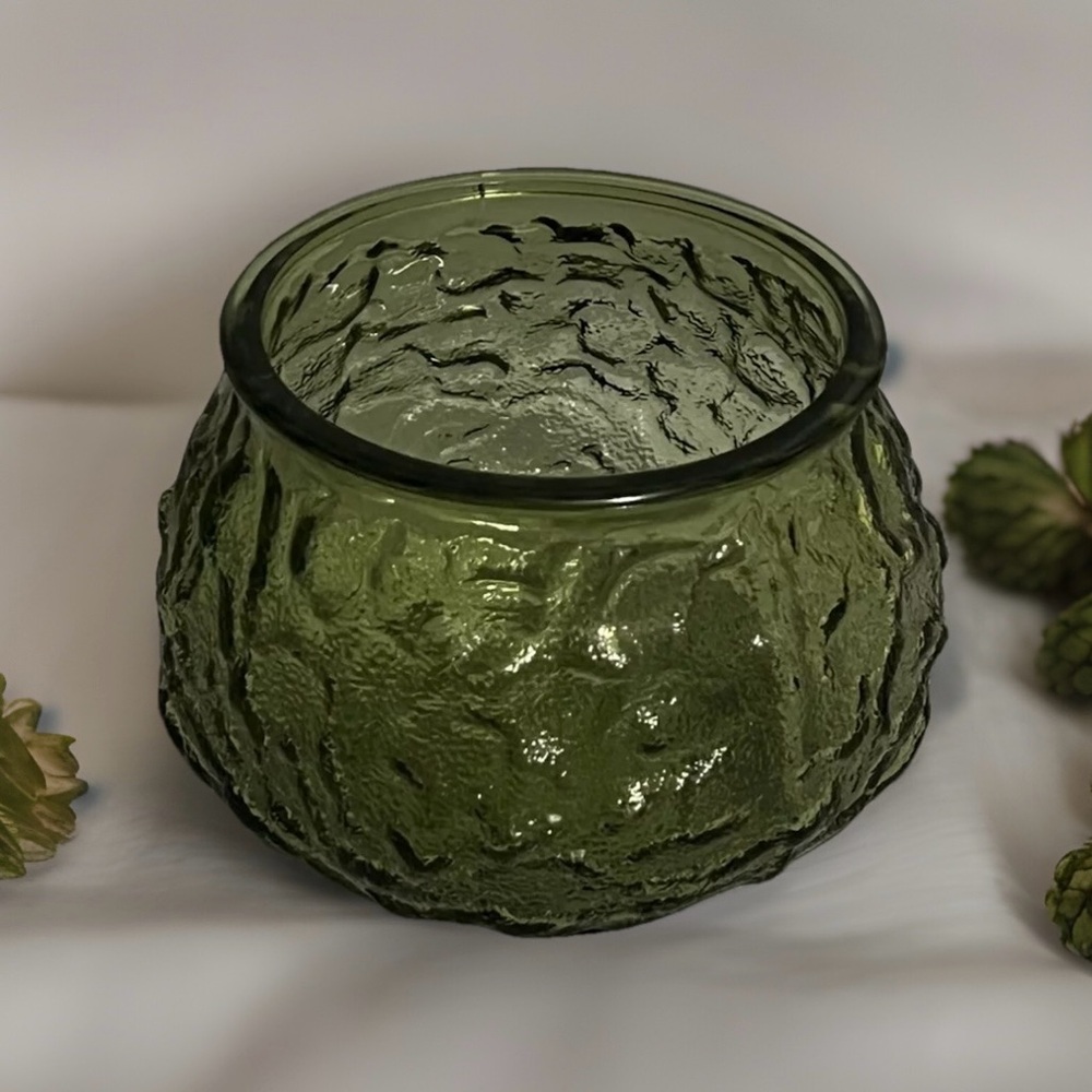 Vintage E.O. Brody Co Green Crinkle Glass
